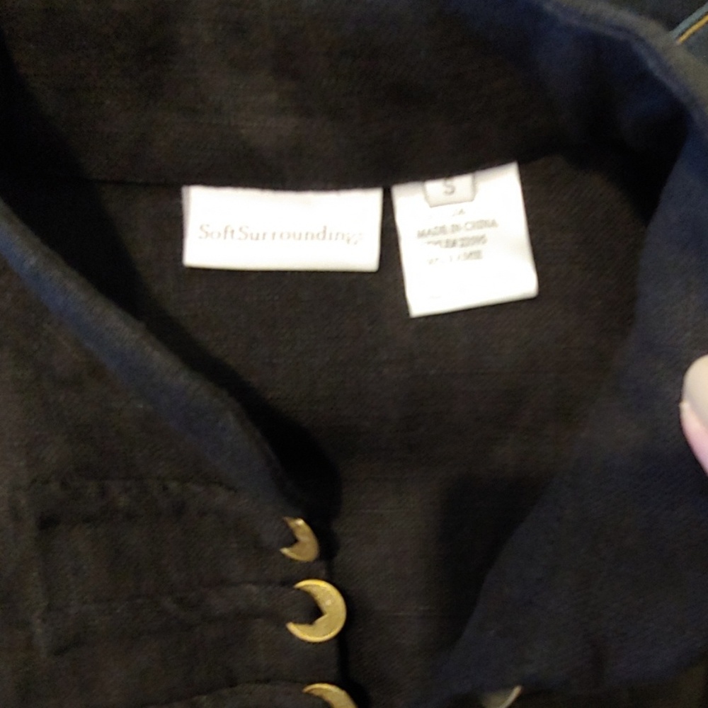 Soft Surroundings Black Linen Military Style - Picture 4 of 5